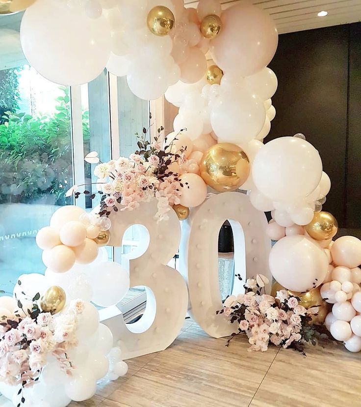 Shannon Kilford on Instagram_ “All the pretty for this 30th birthday in The Ivy Penthouse! Balloon Styling @borntopartyshop Beautiful blooms @stemsbyabby Lights…”